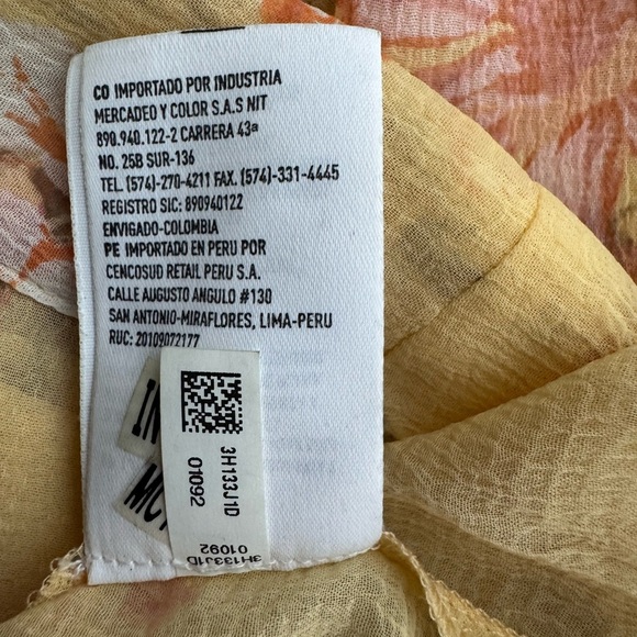 AMERICAN EAGLE Flowy Floral Chiffon Open Front Kimono Yellows Cover-Up Cardigan - Picture 11 of 12